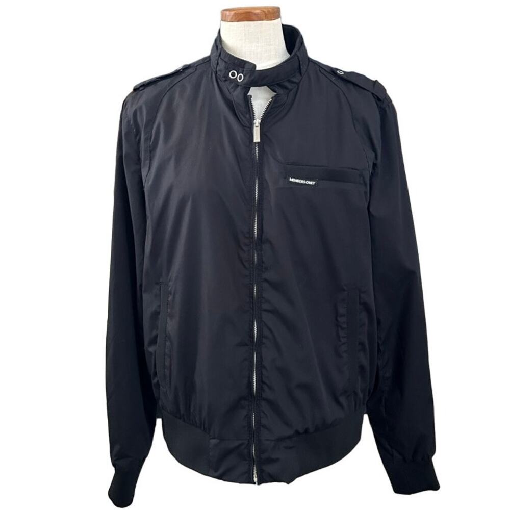 Members Only MO Classic Iconic Racer Jacket SIZE L Bomber Moto Epaulette Retro